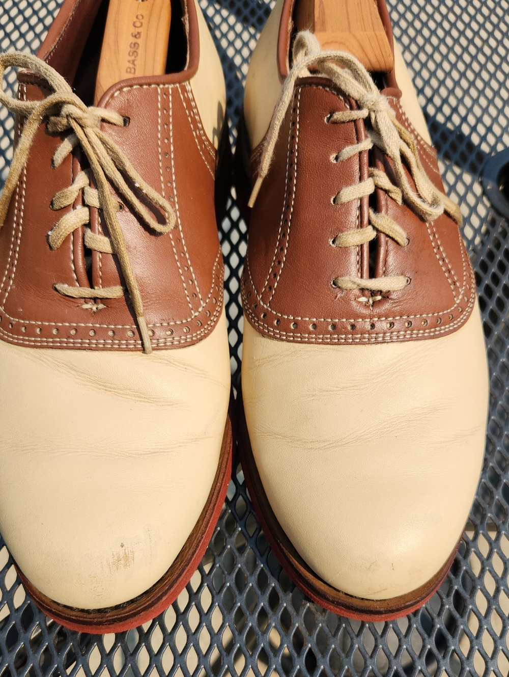 Vintage Dexter Two-Tone Saddle Oxfords in Cream and Brown Mens 7.5 Womens 9.5